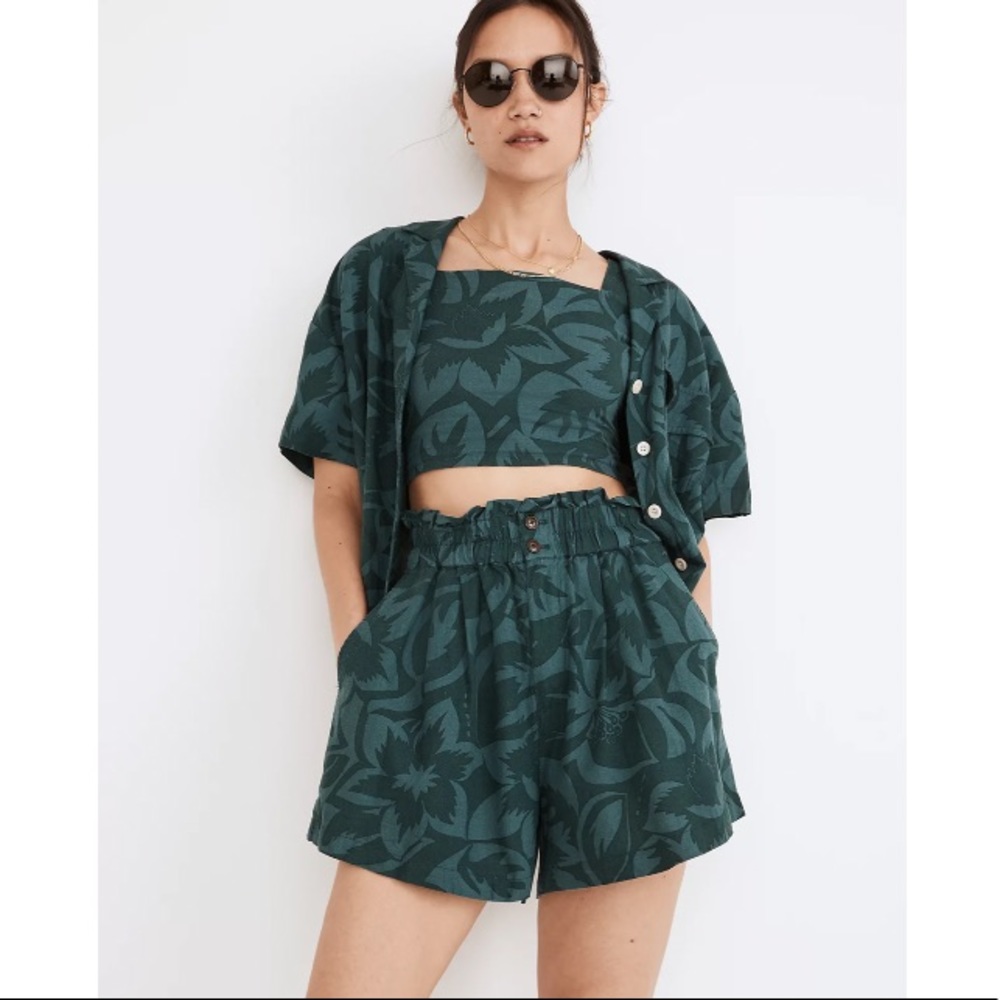 Madewell Linen-Blend Pull-On Paperbag Shorts in Tropicale Floral